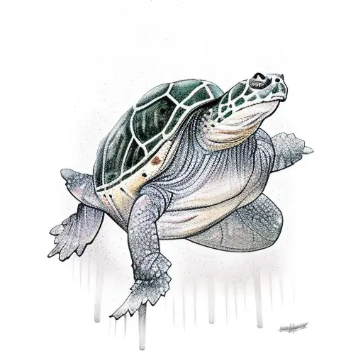 snapping turtle gaurding a cave tattoo design idea