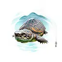 snapping turtle gaurding a cave tattoo design idea