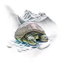 snapping turtle gaurding a cave tattoo design idea