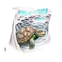 snapping turtle gaurding a cave tattoo design idea