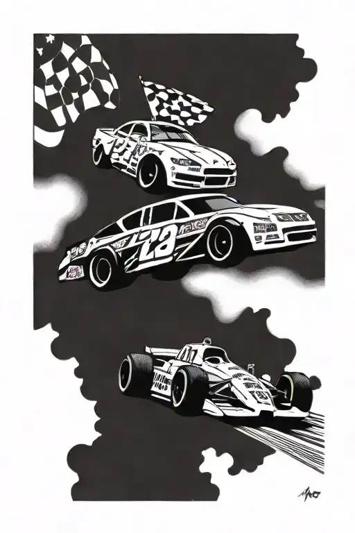 memorial tattoo with nascar car with J Mac Nelson on the back tattoo design idea