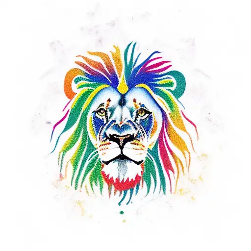 lion rasta color tattoo design idea