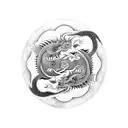 Yin yang symbol with a dragon and tiger intertwined in a fierce battle, the background is a vivid energy halo tattoo design idea
