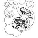 A T-Rex in a wheelchair tattoo design idea