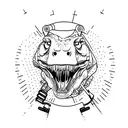 A T-Rex in a wheelchair tattoo design idea