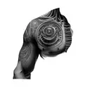 a man with a biomechanical tattoo on his chest tattoo design idea