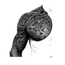 a man with a biomechanical tattoo on his chest tattoo design idea