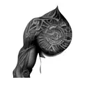 a man with a biomechanical tattoo on his chest tattoo design idea