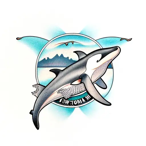 orca eating penguin tattoo design idea