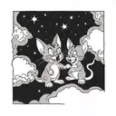 Tom and Jerry on a planet tattoo design idea