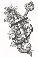 Pebbles and anchor intertwined tattoo design idea