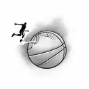 A basketball player diving into the ocean with musical notes floating around them tattoo design idea