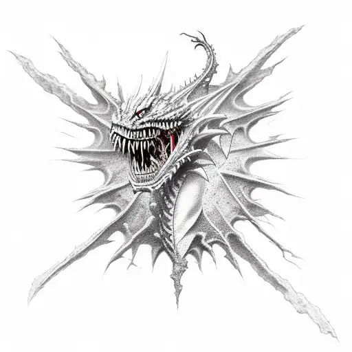 ripped-skin evil dragon monster tattoo design idea