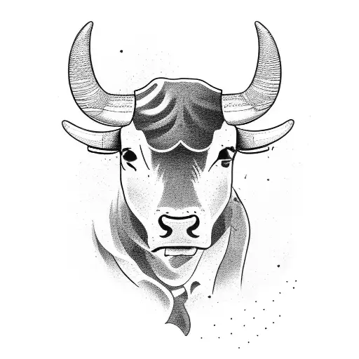 A bull riding a motorcycle through a desert landscape tattoo design idea