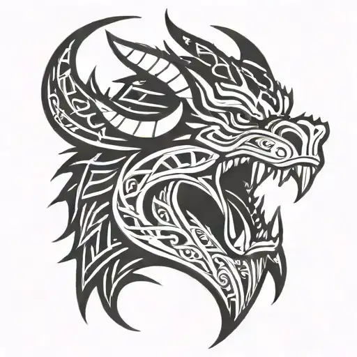 viking dragon head tattoo design idea