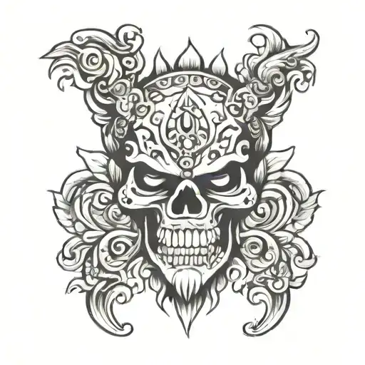 Barong with skull tattoo design idea