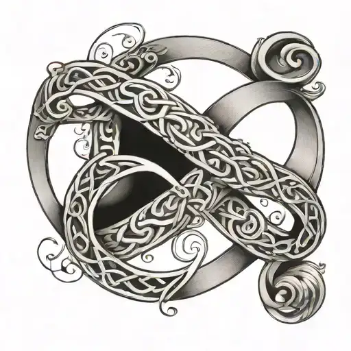 infinity sign intertwined with the names Adrian and Elyse tattoo design idea