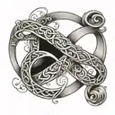 infinity sign intertwined with the names Adrian and Elyse tattoo design idea