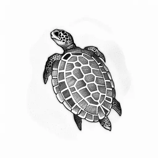 sea turtle with flower tattoo design idea