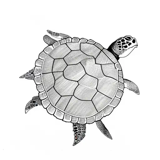 sea turtle flower tattoo design idea
