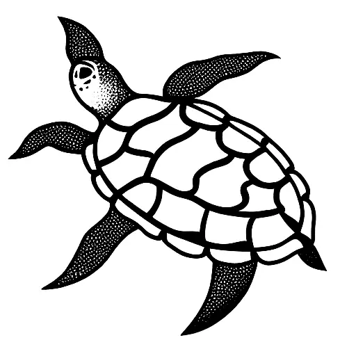 sea turtle flower tattoo design idea