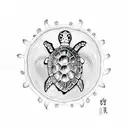 sea turtle flower tattoo design idea