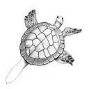 sea turtle flower tattoo design idea