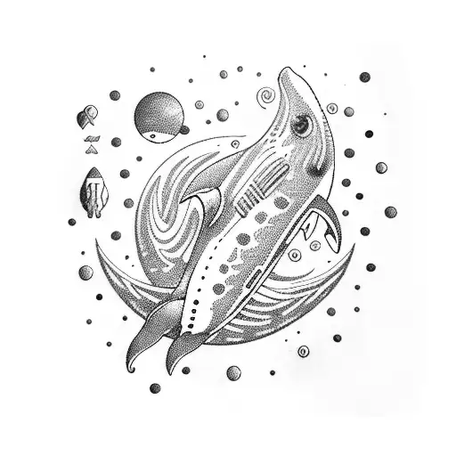 space whale tattoo design idea
