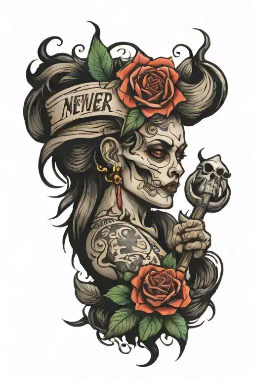 never give up tattoo design idea