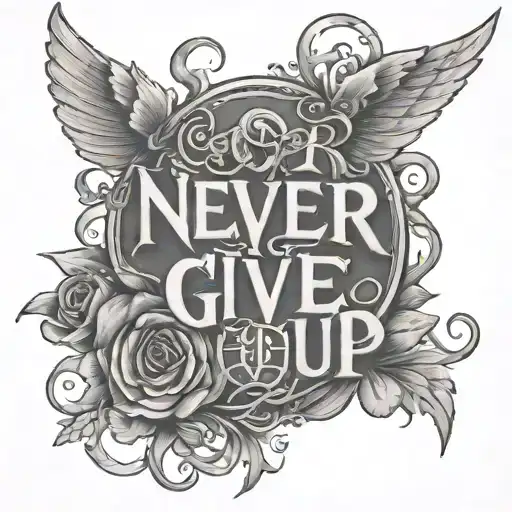 never give up tattoo design idea