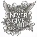 never give up tattoo design idea