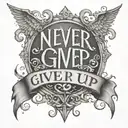 never give up tattoo design idea