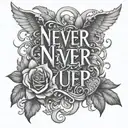 never give up tattoo design idea