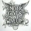 never give up tattoo design idea