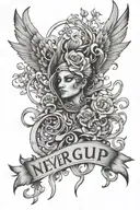 never give up tattoo design idea