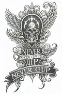 never give up tattoo design idea
