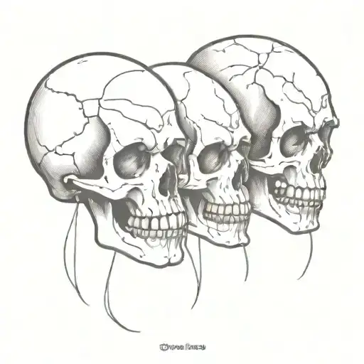 skulls hear see speak no evil tattoo design idea