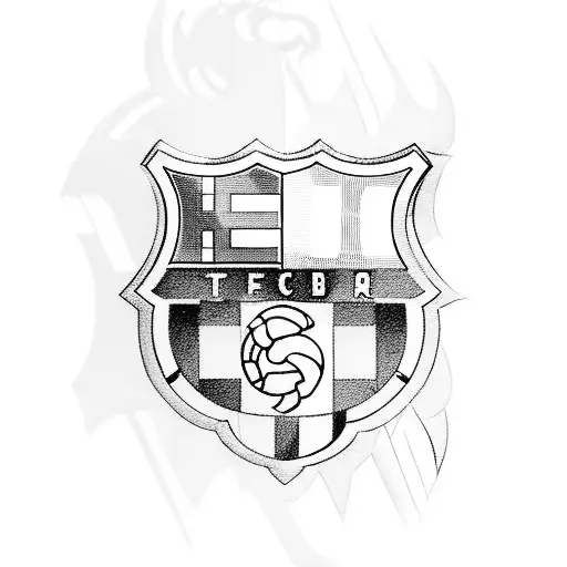 Mixing the Barcelona team logo half with the Real Madrid team logo half in one logo in a consistent artistic way and mix tattoo design idea