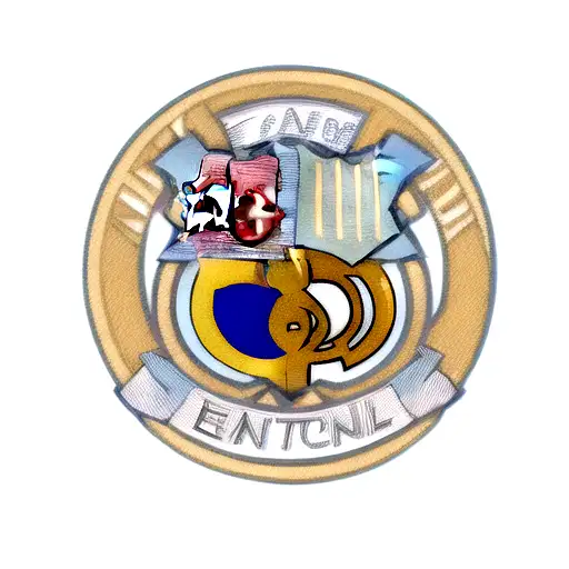 Mixing the Barcelona team logo half with the Real Madrid team logo half in one logo in a consistent artistic way and mix tattoo design idea