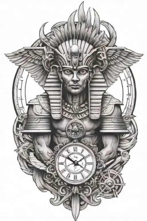 egyptian god time clock  tattoo design idea