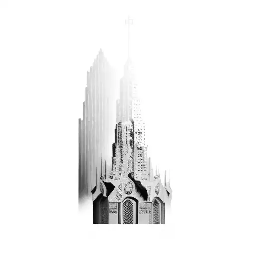 a building tattoo design idea