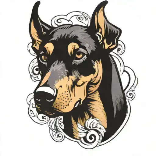 viciuos doberman dog tattoo design idea