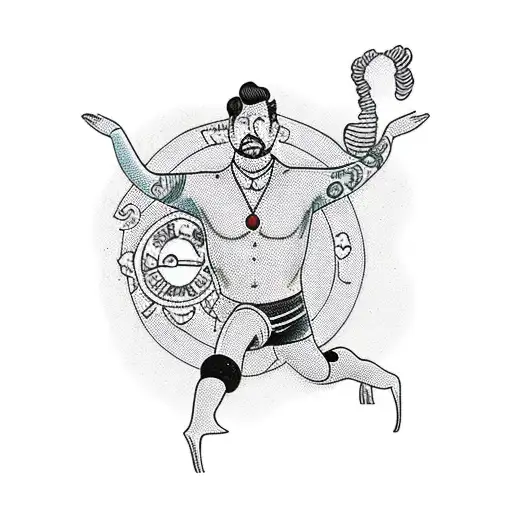 Dive instructor in yoga pose tattoo design idea