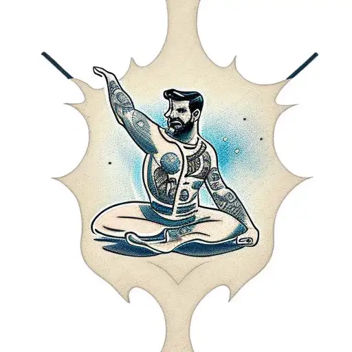 Dive instructor in yoga pose tattoo design idea