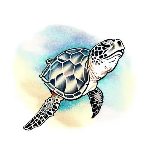 scuba diver riding on a sea turtle tattoo design idea