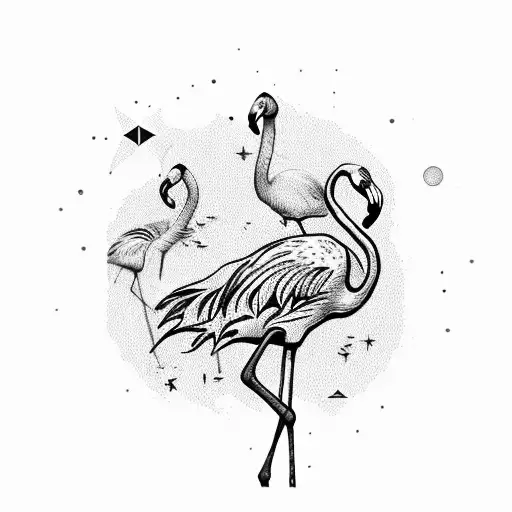 flamingo with star tattoo design idea