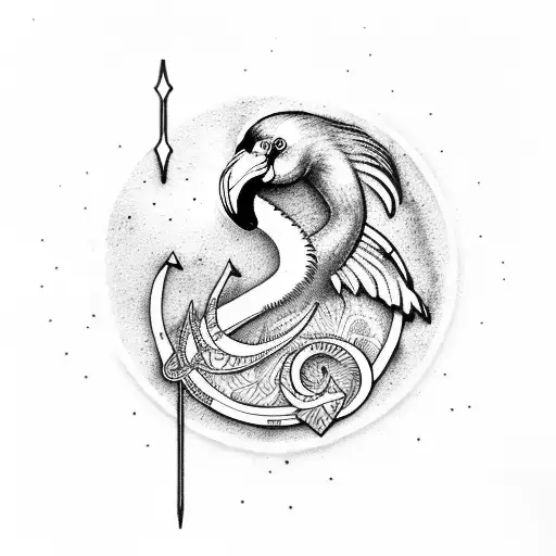 flamingo with Aries symbol tattoo design idea