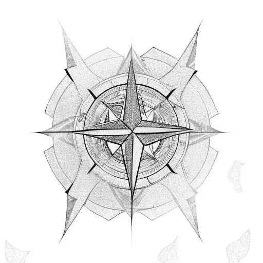  tiny dragon on a compass rose tattoo design idea
