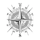 compass with a tiny dragon tattoo design idea