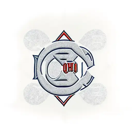 A minimalist tattoo showcasing the state of Ohio outline with the logos of Ohio State Buckeyes, Cleveland Browns, and Cincinnati Reds integrated within tattoo design idea